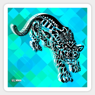 light blue floral tiger ecopop Sticker